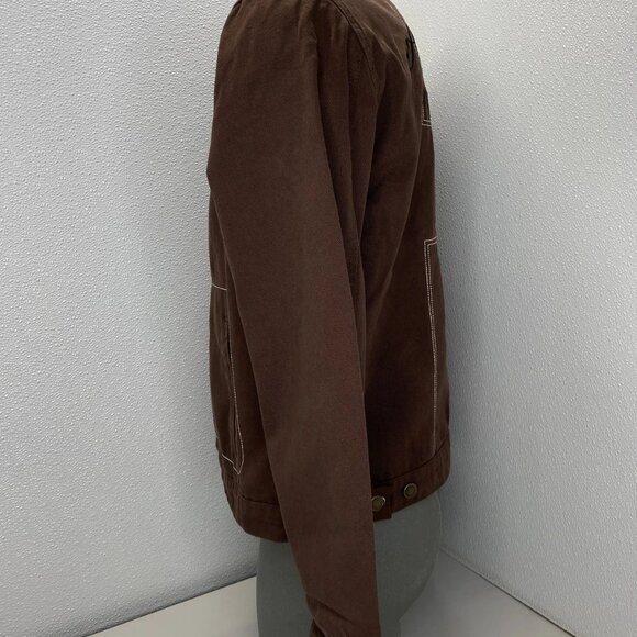 Mechali Men's Contrast Stitch Worker Jacket – Coffee Brown – Size S – NWT - Picture 11 of 13